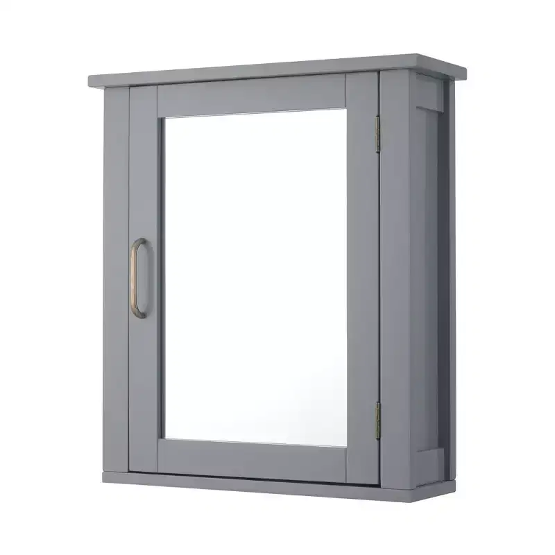 Mercer Mid Century Modern Wooden Medicine Cabinet Gray - Elegant Home Fashions