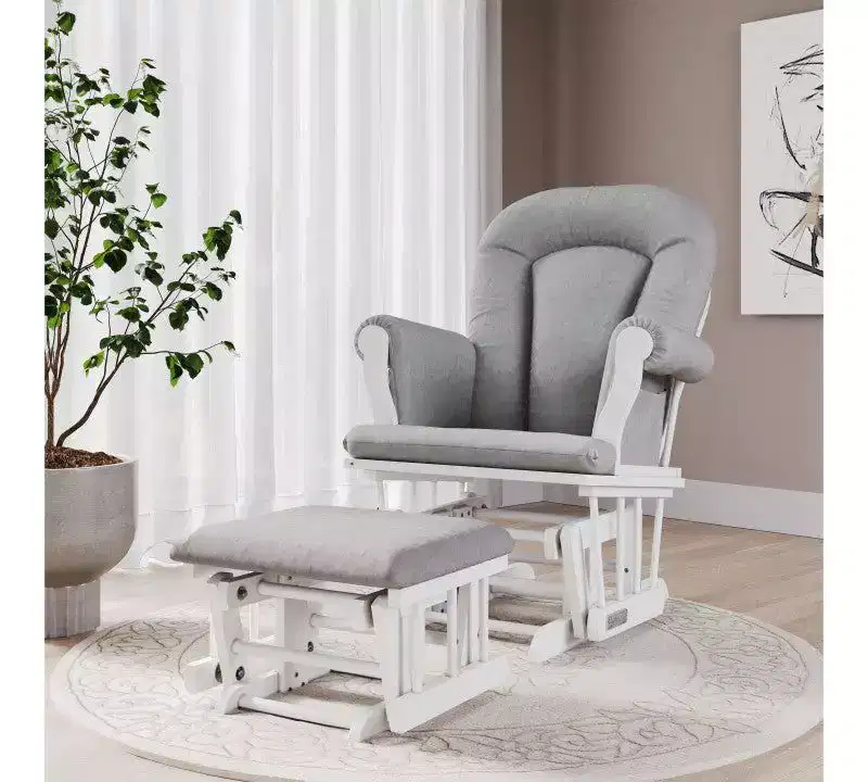Child Craft Scout 3-Piece Nursery Set with 4-in-1 Convertible Crib, Dresser with Changing Table Topper, and Cozy Glider