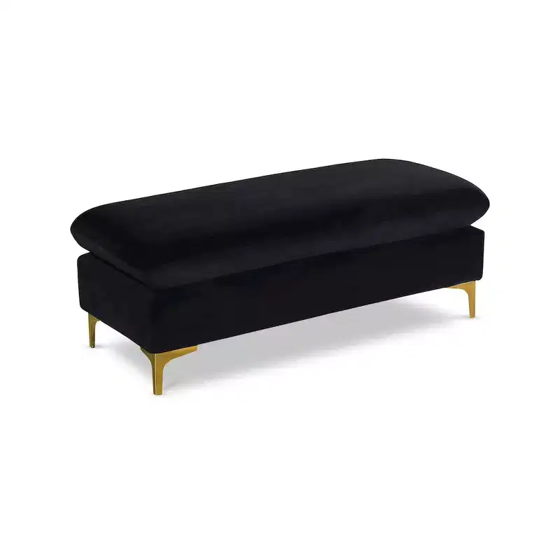 Meridian Furniture,Naomi Black Velvet Ottoman