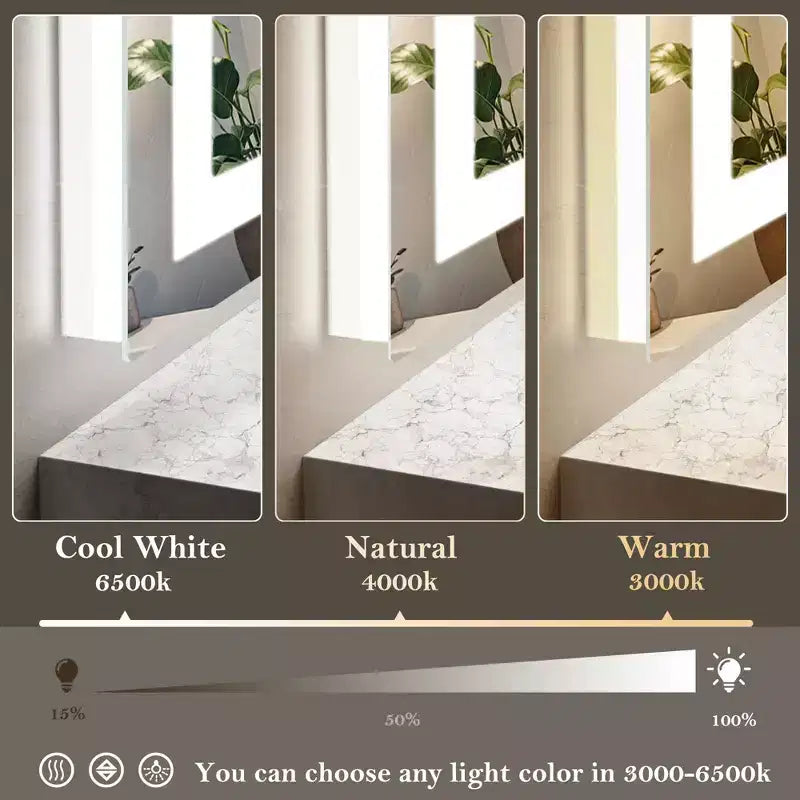JIONJOY Enhanced Anti-fog LED Bathroom Mirror with Dual Light Sources & 3 mode Illumination