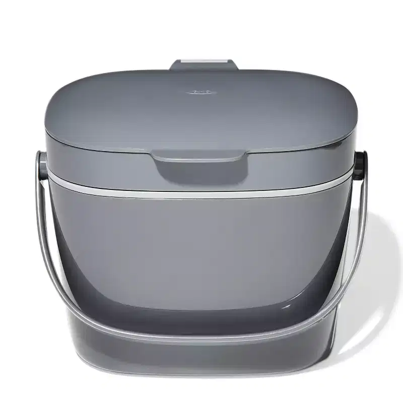 OXO 1.75g Plastic Easy Clean Compost Bin Gray: Indoor Kitchen Countertop Trash Can, 1.75 Gallon Capacity