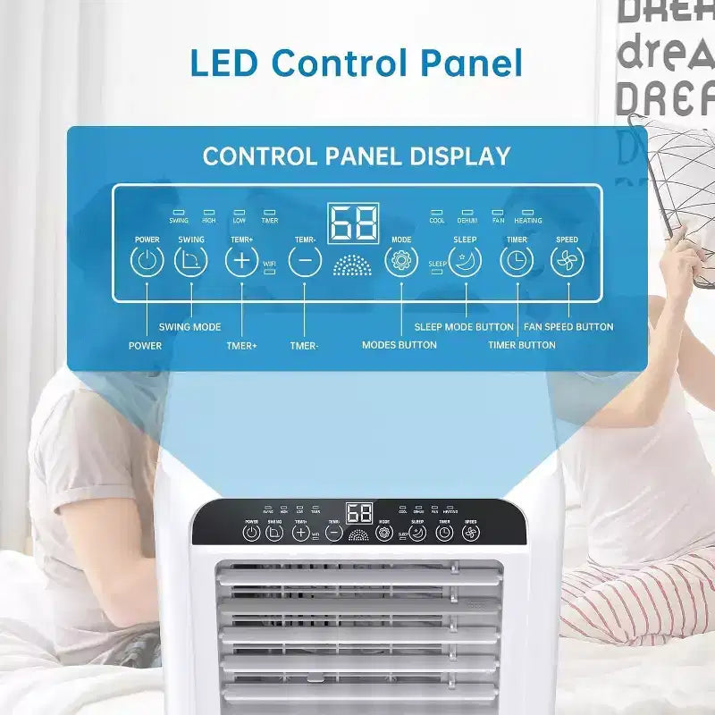 8000 BTU Ultra Quiet Portable Air Conditioner 3-in-1 AC with Dehumidifier & Fan, 24H Timer,Window Kit & Remote for 350 Sq.Ft
