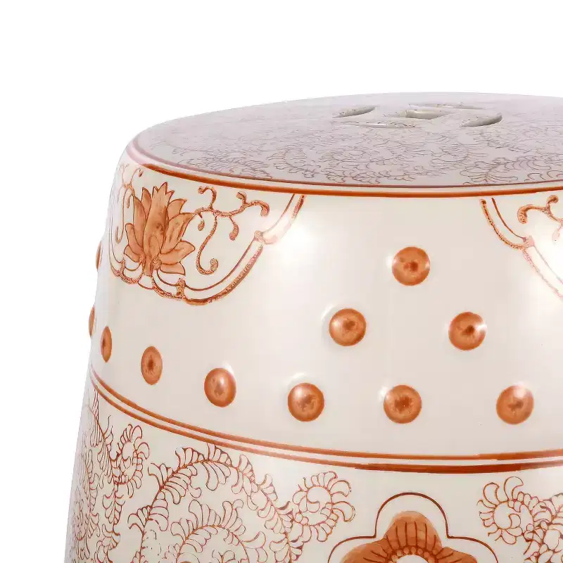 JONATHAN Y Double Happiness 18 Chinoiserie Ceramic Drum Garden Stool/Accent Table