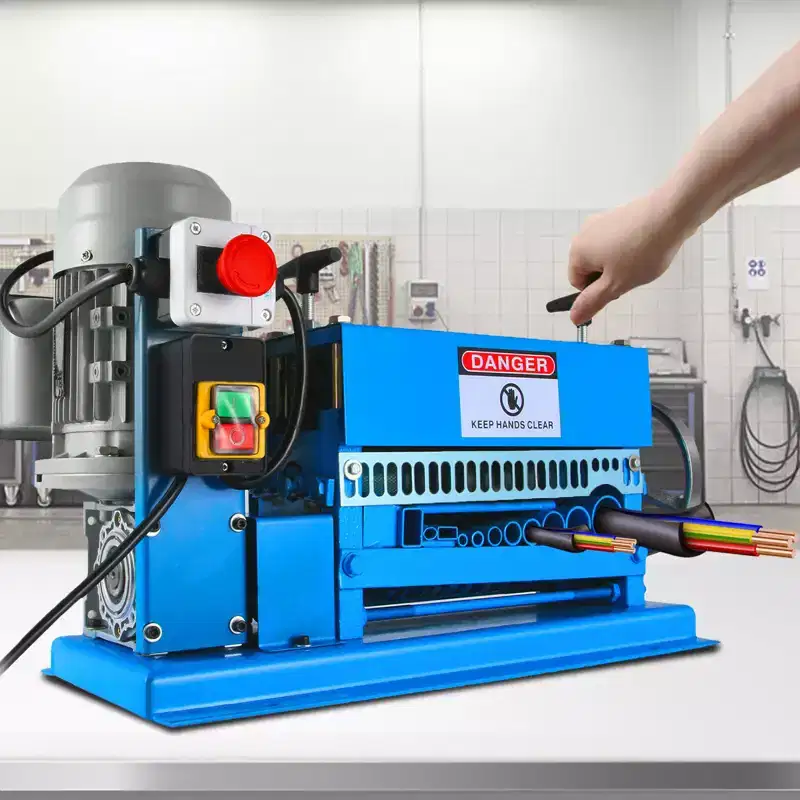 VEVOR 1.5-38MM Electric Cable Stripping Machine 370W, Efficiently Strips Various Metal Wires, Includes 10 Blades, Speeds Up to 15M/Min,Blue