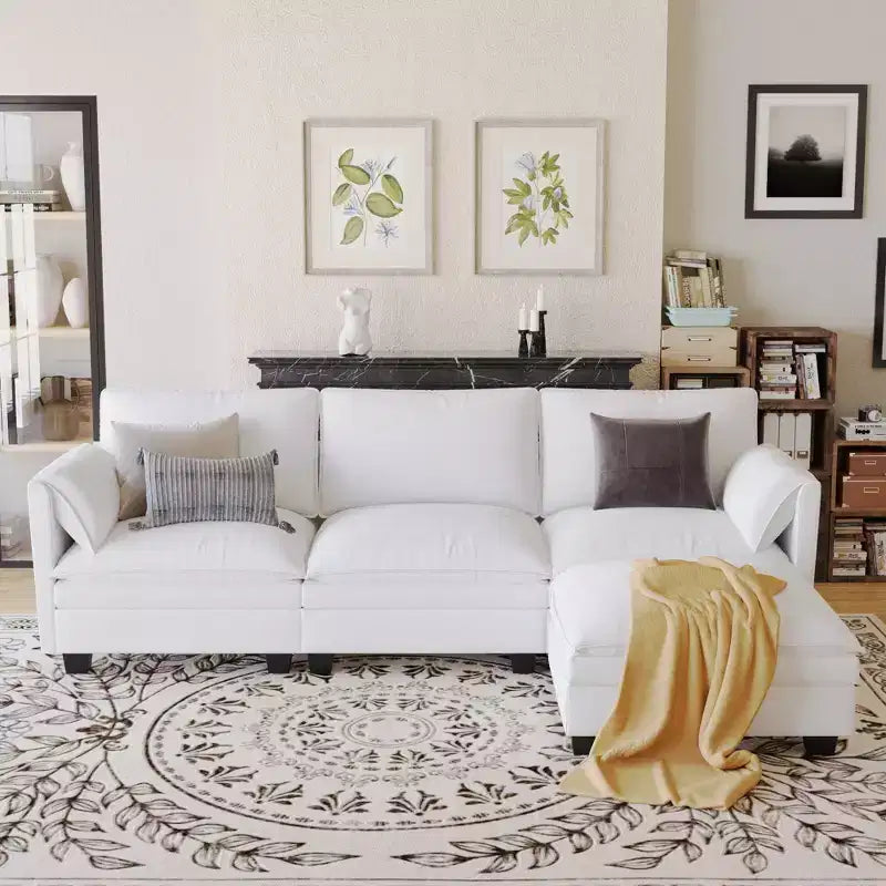 Christopher Knight Home 107.8 L-Shaped 3 Seater Sofa with Ottoman