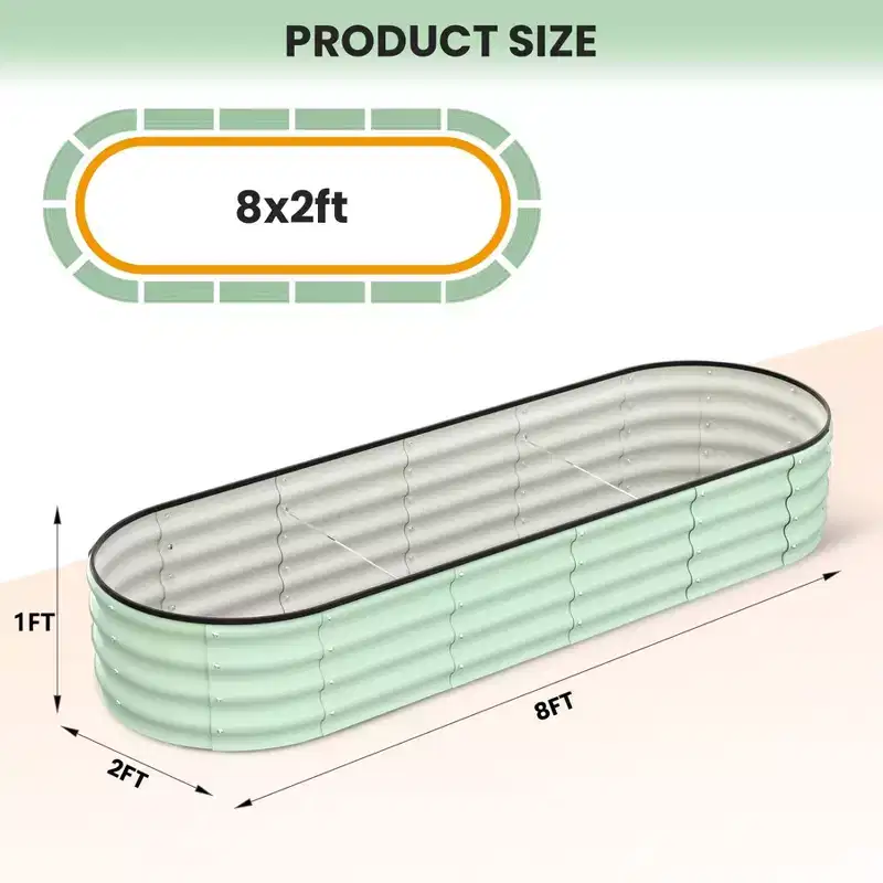 Galvanized Raised Garden Bed, 244 x 61 x 30cm Outdoor Raised Planters, Planter Garden Boxes Outdoor