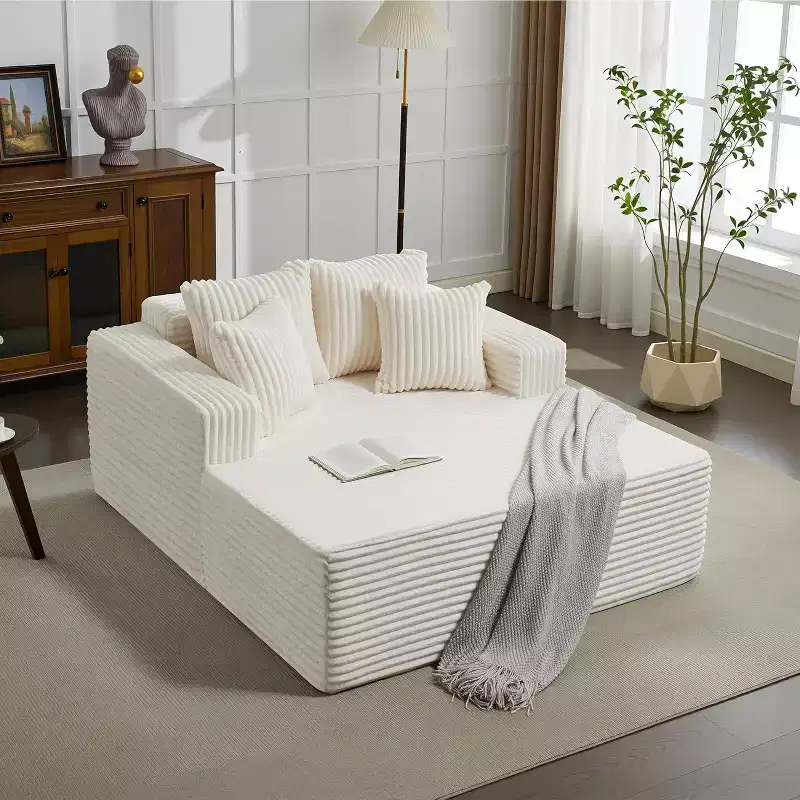 GustoWave Oversized 2 Person Bean Bag Chaise Lounge Bed, Sofa Bed with 4 Pillows for Living Room, Bedroom