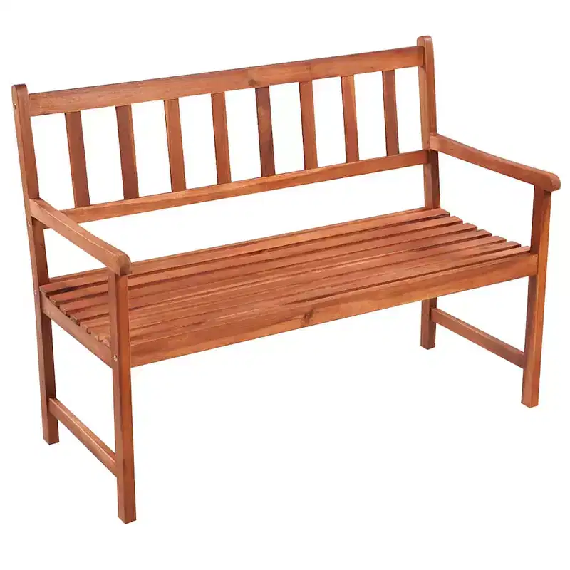 Garden Bench Beige, Brown Solid Acacia wood, 100% polyester fabric