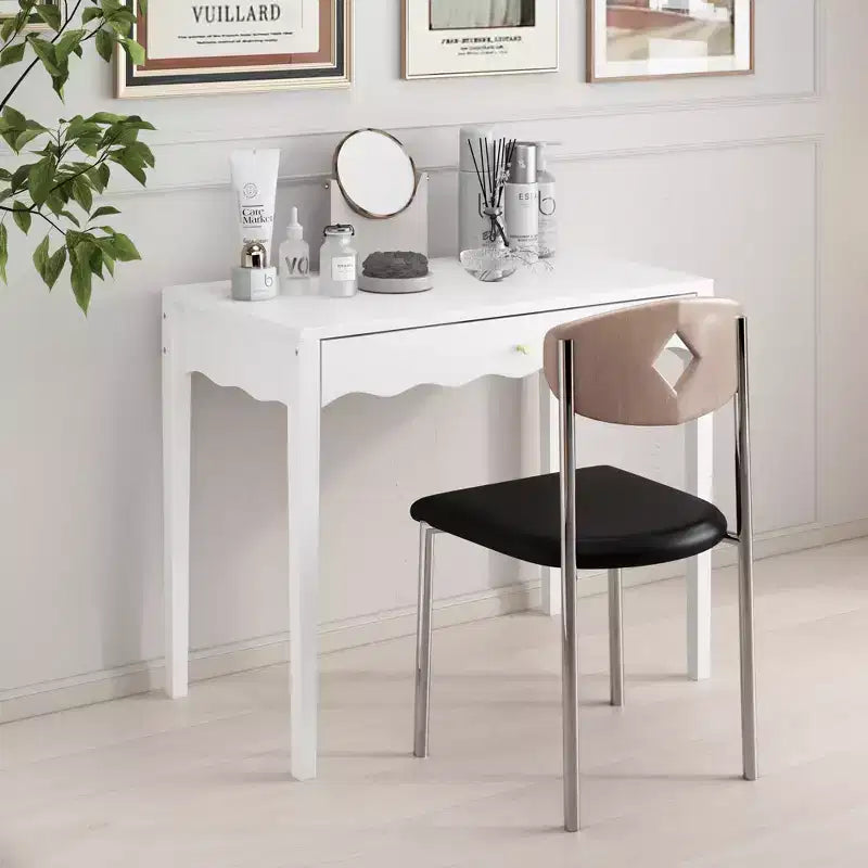 White Makeup Vanity Desk Dressing Table with Drawer, Compact Office Writing Desk Storage Entryway Console Table (Only Table included) - ModernLuxe