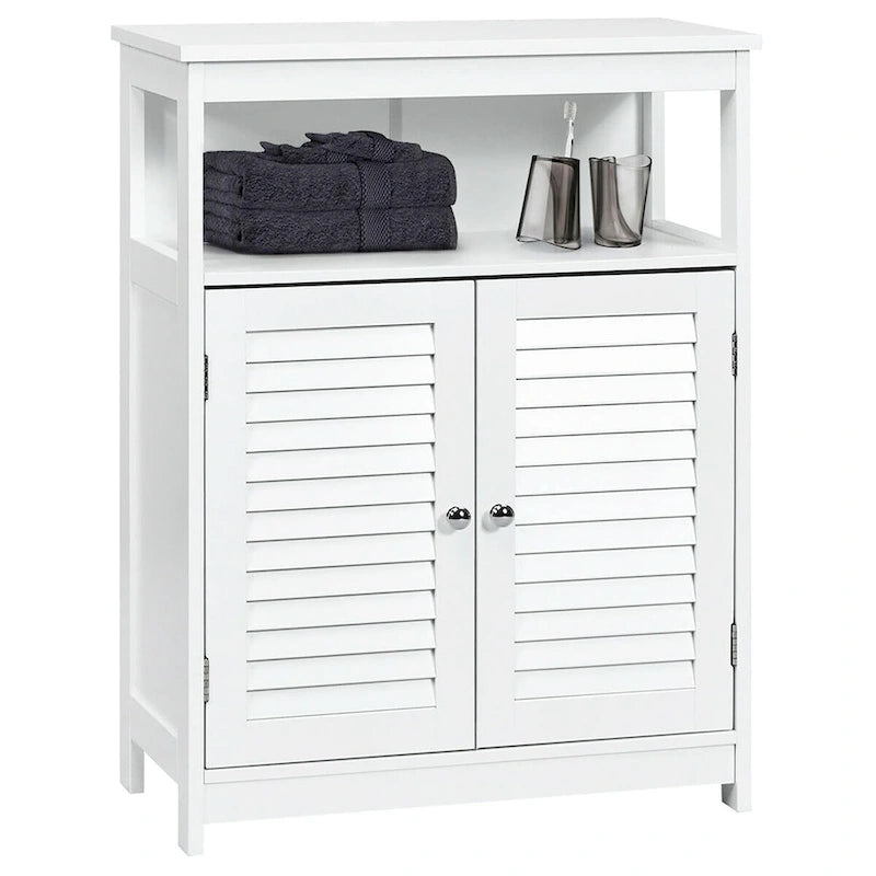 Bathroom Storage Floor Cabinet with Double Shutter Door