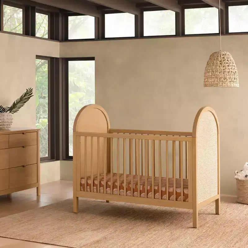 Boho Cane 3-in-1 Convertible Crib with Toddler Bed Conversion Kit