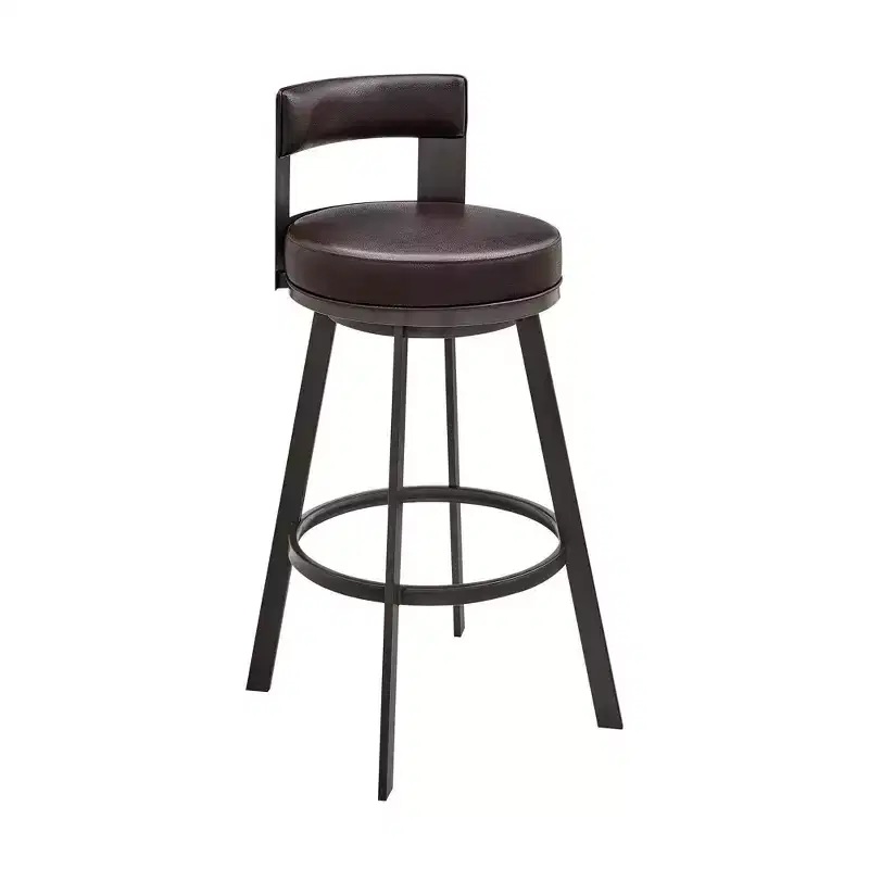 Armen Living 26 Flynn Metal with Faux Leather Swivel Counter Height Barstool