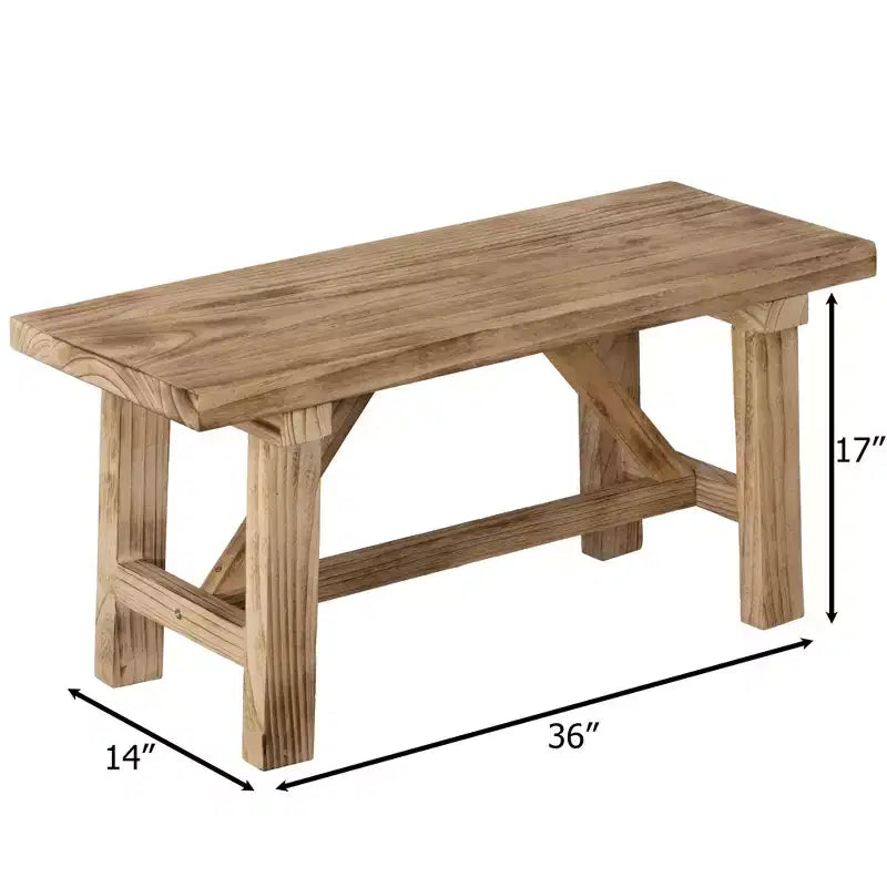 Vintiquewise Wooden Bench Farmhouse Entryway Organizer Retro Rustic Accent Seat Armless Design Stylish & Practical Dcor for Indoor Space