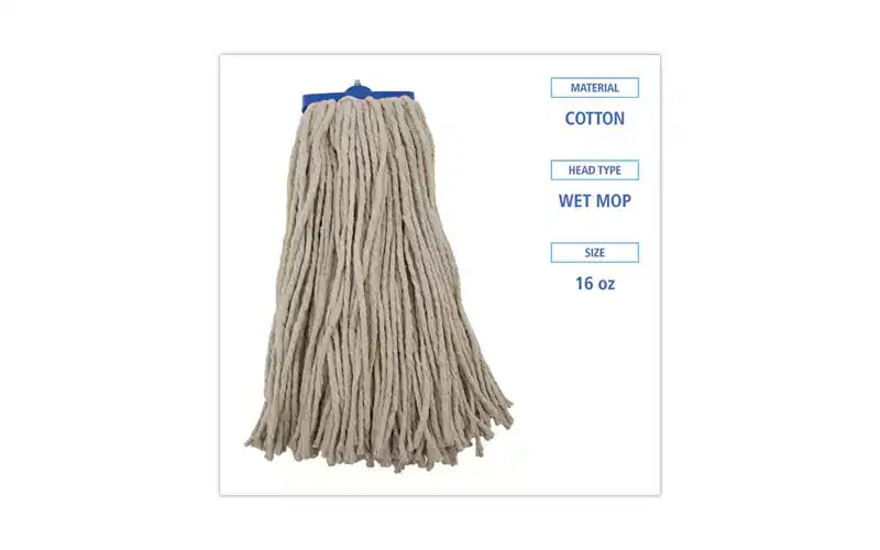 Boardwalk Cut-End Lie-Flat Wet Mop Head, Cotton, 16oz, White