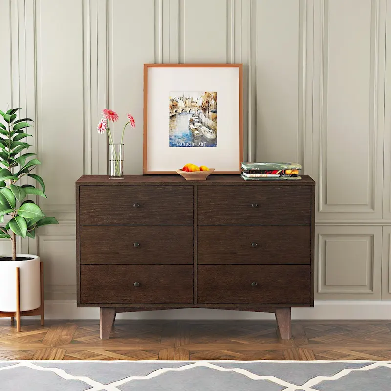 Solid Wood spray-painted drawer dresser bar,buffet tableware cabinet lockers server console table lockers, retro round handle