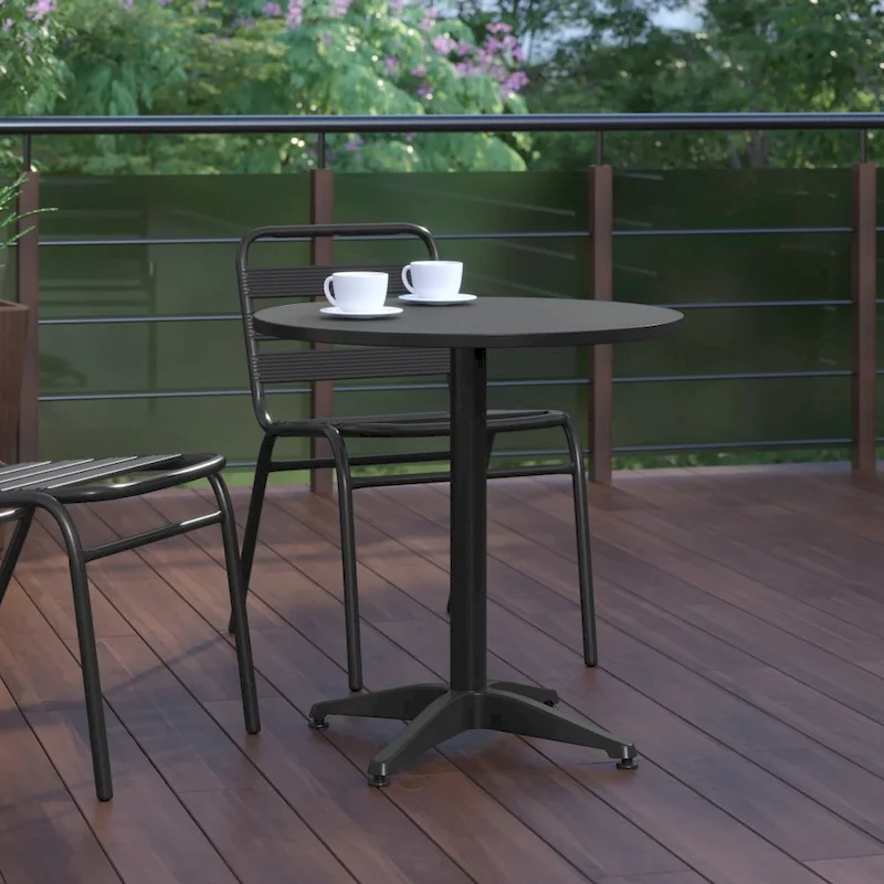 27.5  Round Aluminum Smooth Top Indoor-Outdoor Table with Base