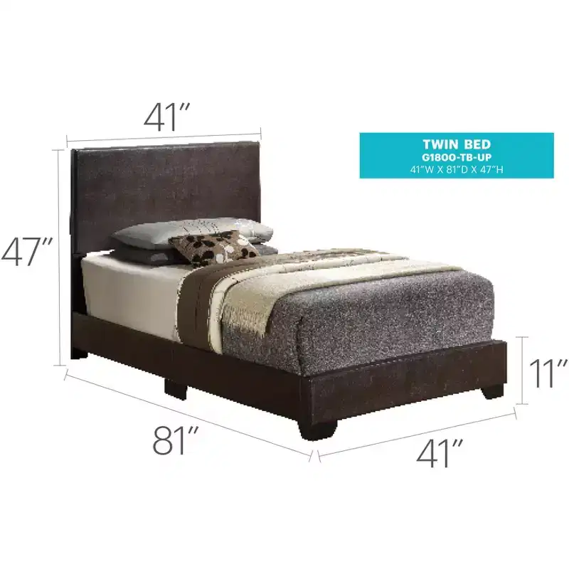 Passion Furniture Aaron Upholstered Twin Panel Bed
