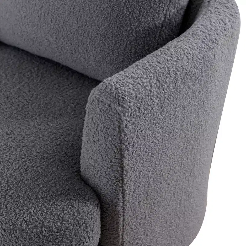 GDFStudio Bertha Swivel Boucle Upholstered 32 Wood and Steel Chair