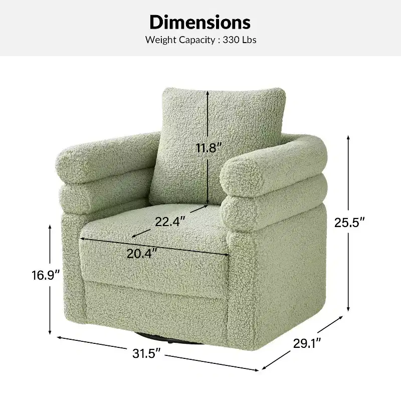 Arturo Modern Swivel Chair with Two Pillow Set of 2|ART OF LIVING DESIGNS-SAGE