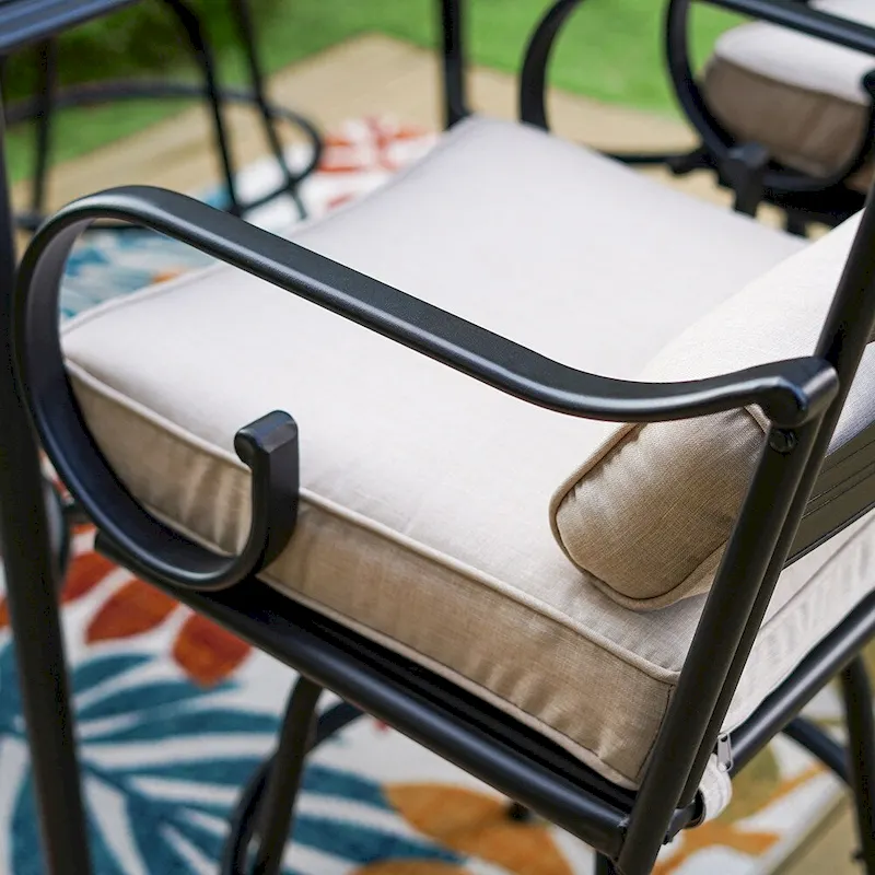 Outdoor Swivel Metal Cushioned Bar Height Patio Chairs Set of 4