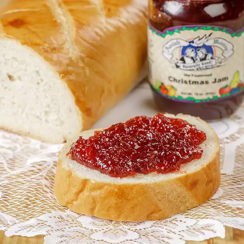 Amish Wedding Christmas Jam, Made with Strawberry and Cranberry, No Preservatives, Two 18 oz Jars