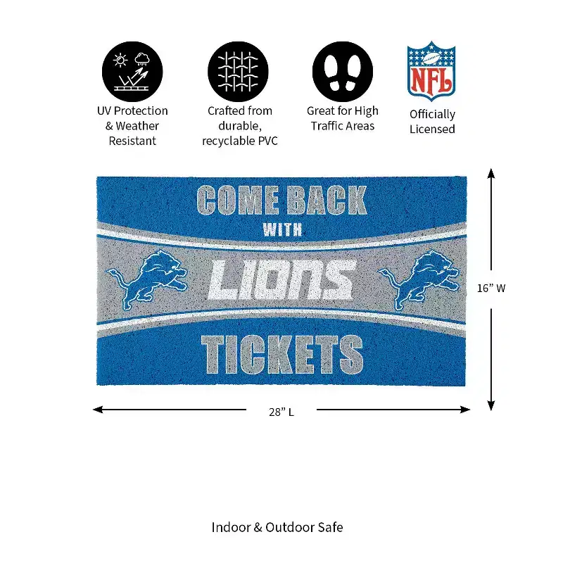 Evergreen Come Back with Tickets Detroit Lions 28 x 16 Woven PVC Indoor Outdoor Doormat