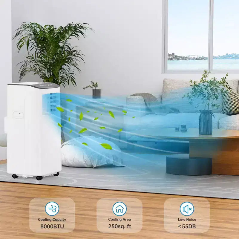 8000 BTU Portable Air Conditioner - Cools 350 Sq.Ft 3 in-1 Portable AC Dehumidifier Fan