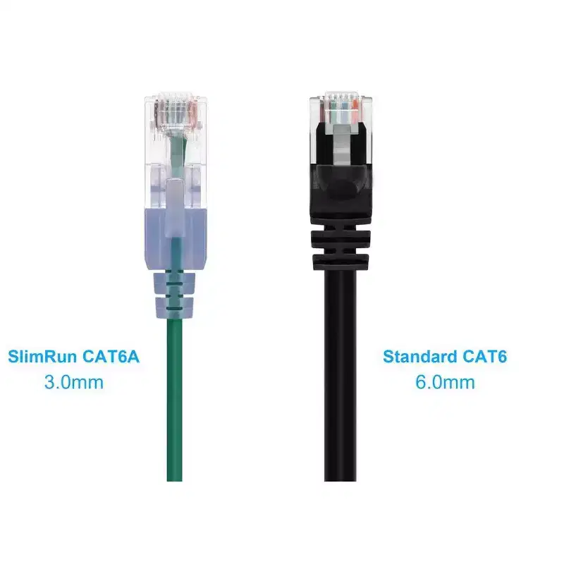 Monoprice Cat6A Ethernet Patch Cable - 14 Feet - Green (10 Pack) Snagless RJ45 550Mhz UTP Pure Bare Copper Wire 10G 30AWG - SlimRun Series