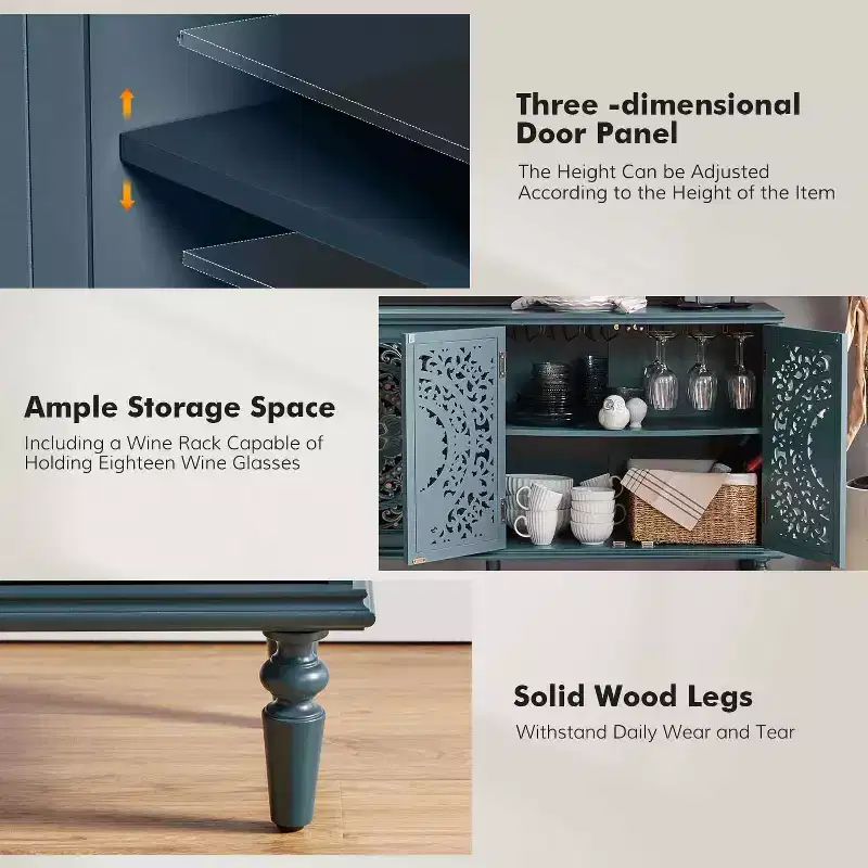 Emathides 63Wide Sideboard with Solid Wood Legs and Lighting |KARAT HOME