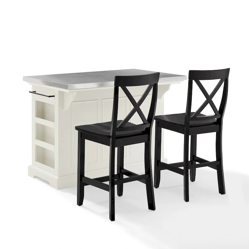 Crosley Julia Island with X-Back Stools - 60d x 50w x 41h