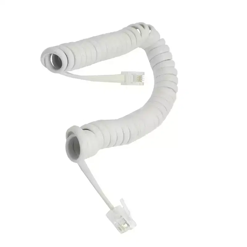 Unique Bargains Plastic Coiled Design Telephone Cord 11 White