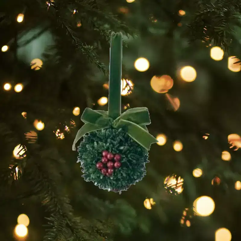 Kurt Adler Christmas Kisses Mistletoe Balls, Assorted Colors (Set of 2)