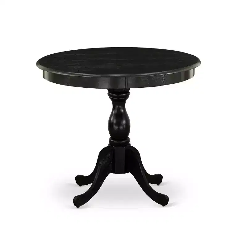 HomeStock 3-Piece Wirebrushed Black Solid Wood Top Button Tufted Dining Room Set (Seats-4)