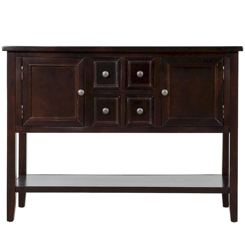 46-Inch Solid Wood Sideboard Buffet with Drawers, Cabinet Doors and Bottom Shelf