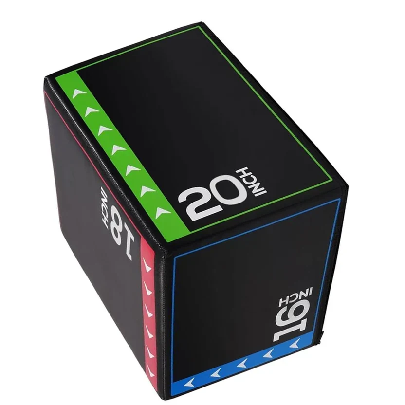 3?in?1 Soft Foam Plyometric Jump Box with Non?Slip PVC Coating ¨C 16/20/24¡å Heights for Home Gym Strength & Jump Training