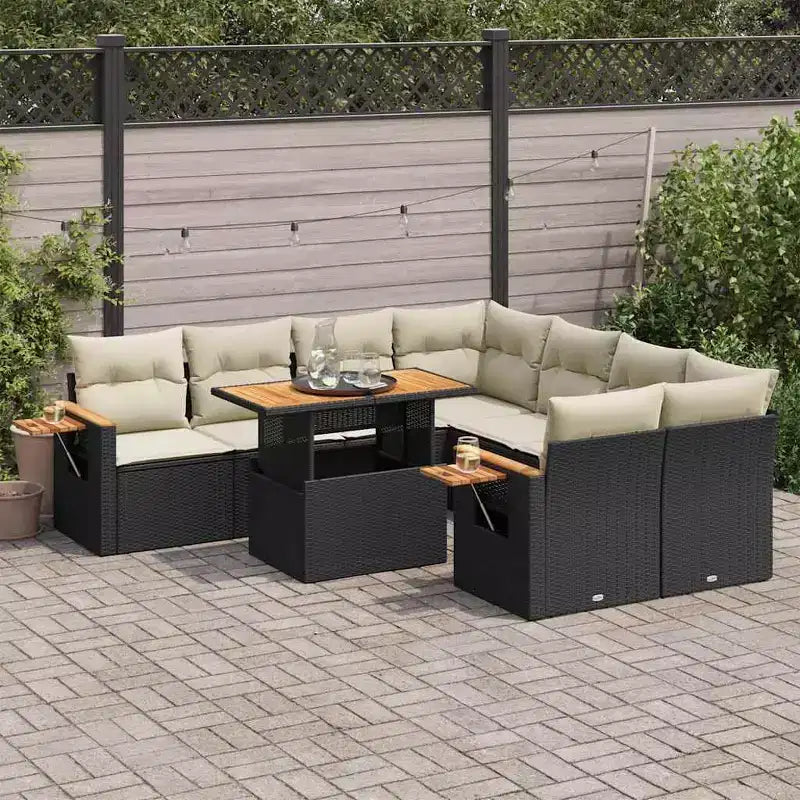 vidaXL Garden Sofa Set PE Rattan Set Adjustable Feet