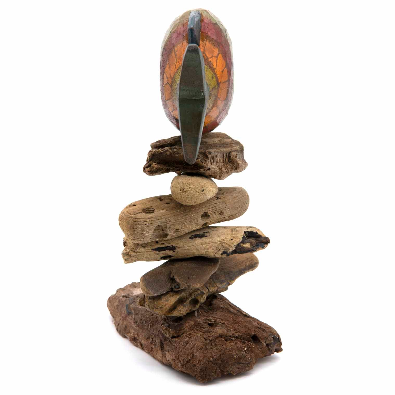 Painted Fish on Driftwood Stack