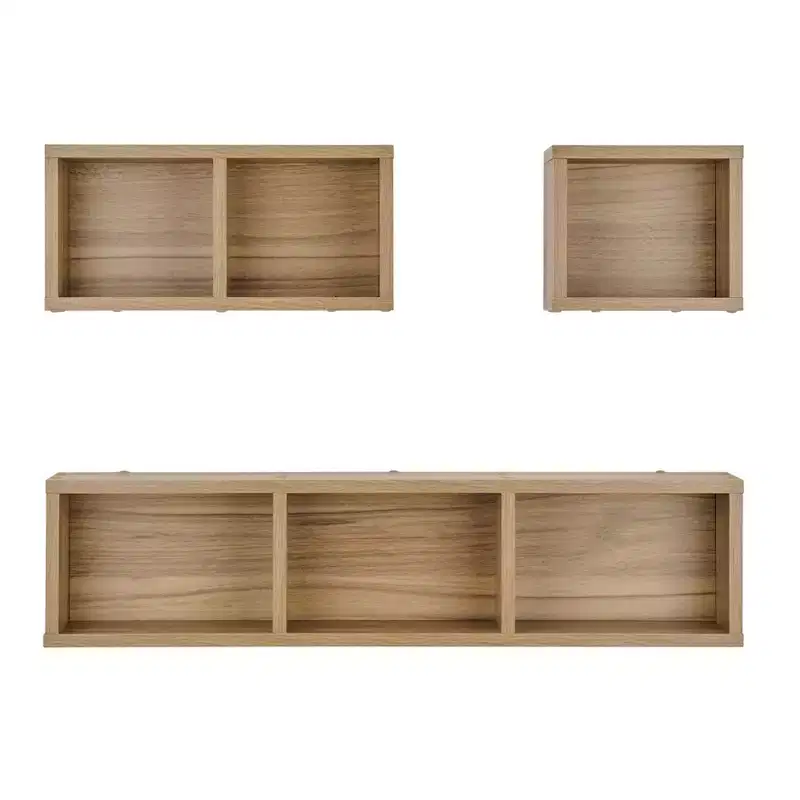 3pc Bauhaus Floating Geometric Cubby Wall Shelf Set