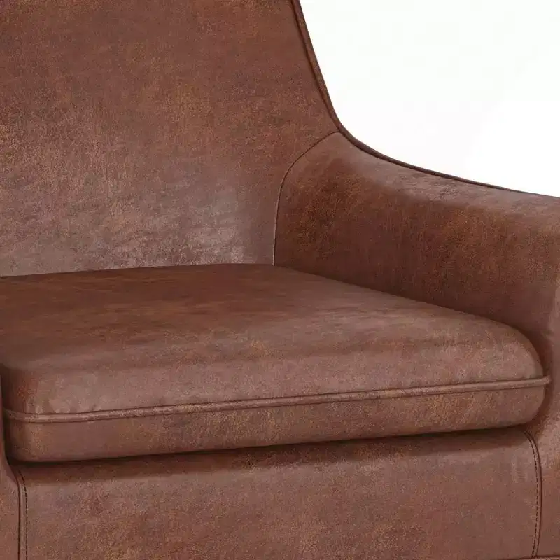 Warnock Accent Chair Distressed Saddle Brown - WyndenHall: Faux Leather, Rubberwood Legs