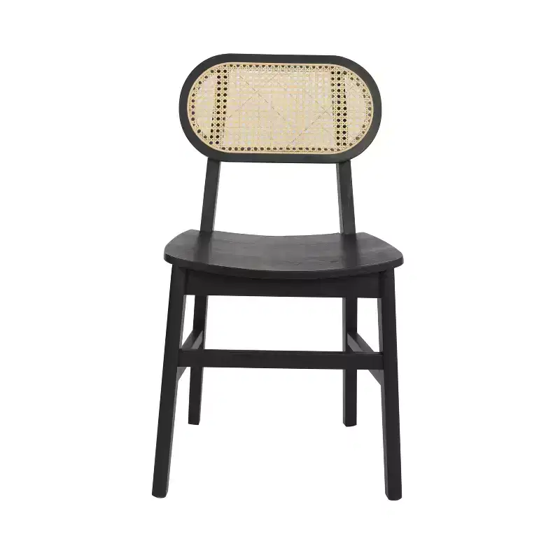 Flash Furniture Jacob Set of 2 Commercial Cane Rattan Dining and Event Chairs with Solid Wood Frame and Seat