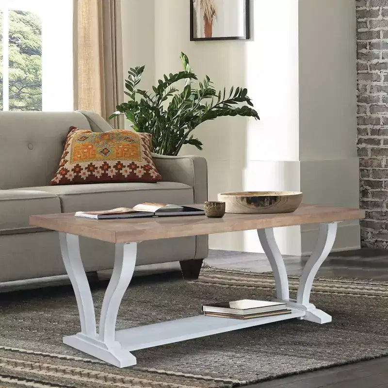 Solid Wood Coffee Table, Gray Stained Rubberwood