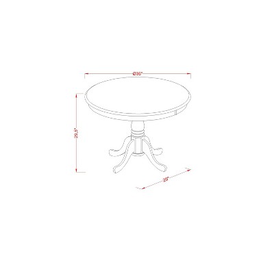 5-Piece Round Buttermilk and Cherry Finish Solid Wood Top Dining table with 4 Chairs with