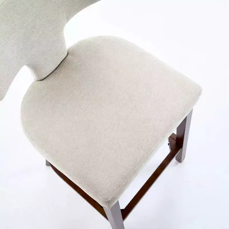 CLIHOME Set of 2 Mid Century Counter Height Bar Stools, Farmhouse Linen Fabric Upholstered Kitchen Accent Chair Curved Backrest