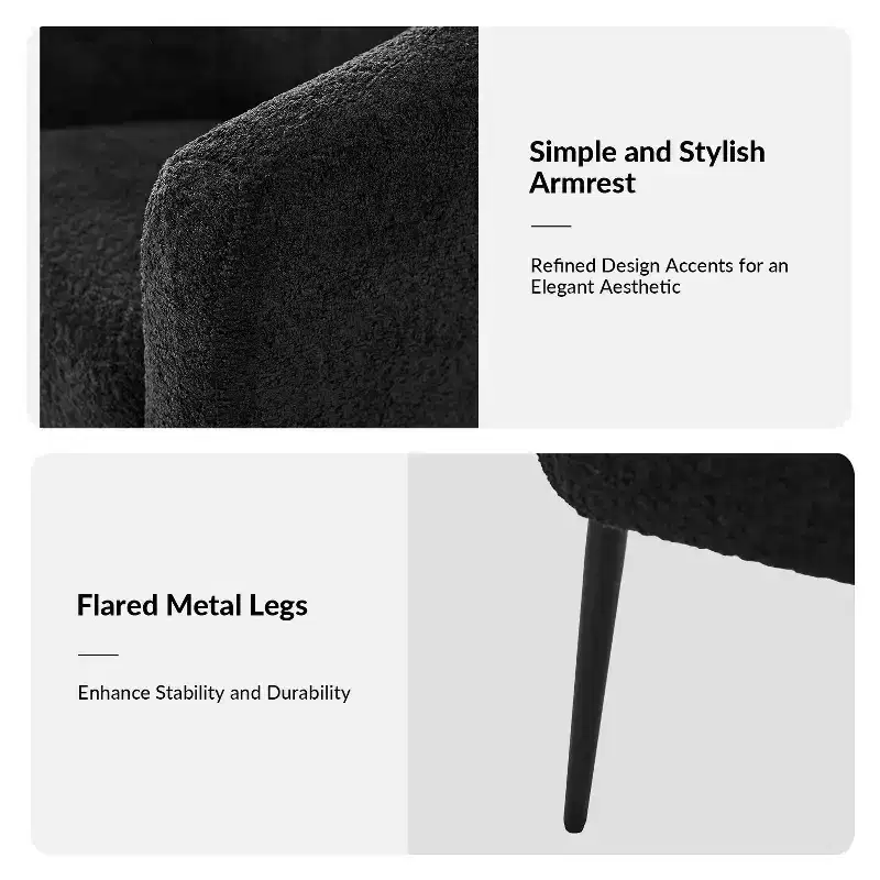 Guy Modern Boucle Armchair Set of 2 with metal leg ART OF LIVING DESIGNS