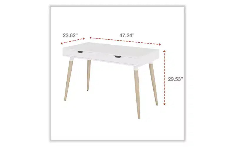Workspace by Alera Scandinavian Writing Desk, 47.24 x 23.62 x 29.53, White/Beigewood