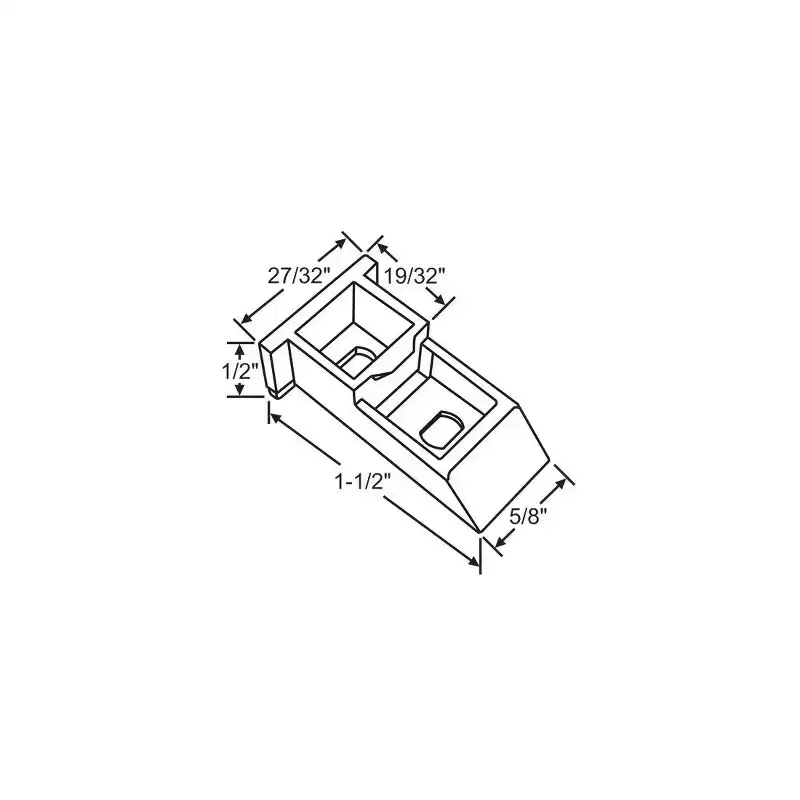 Brixwell Balance Top Sash Guide, Nylon Material, 1-1/2 Lenght, 1/2 Height, 27/32 Upper Width, 19/32 Socket Depth, White Finish