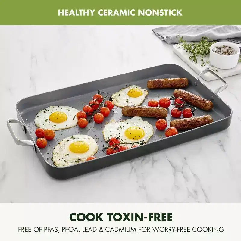 GreenPan Valencia Pro 21"x11" Double Burner Griddle