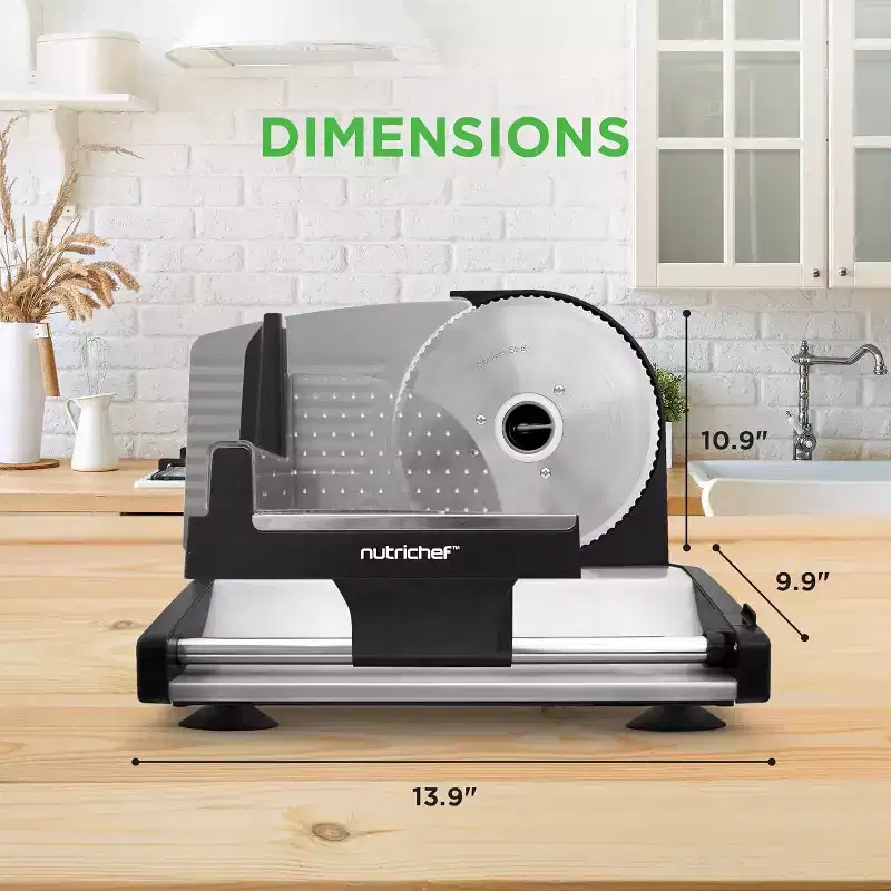 NutriChef Electric Meat Slicing Machine Precision Slicing for Meat, Cheese, and More  Efficient and Easy to Use