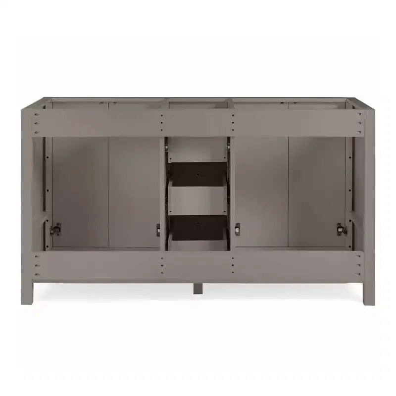 Alaterre Furniture Williamsburg 60 in. Double Sink Bathroom Vanity - Freestanding Cabinet Without Top, Gray