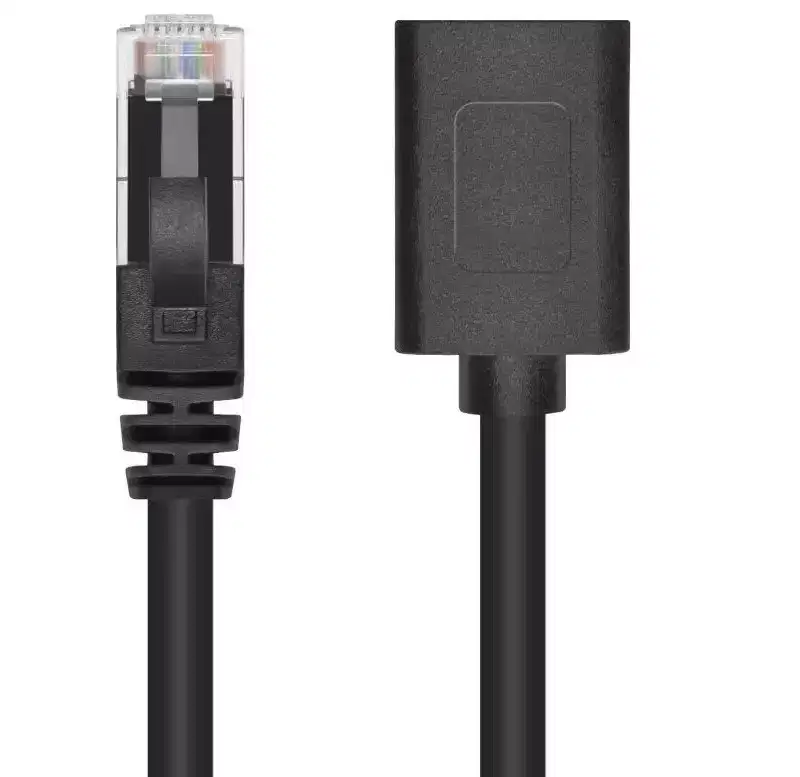 Monoprice Cat6A 6ft Black U/UTP Ethernet Extension Cable RJ45 Male to Female (with PCB Jack 3), 24AWG, Stranded Ba